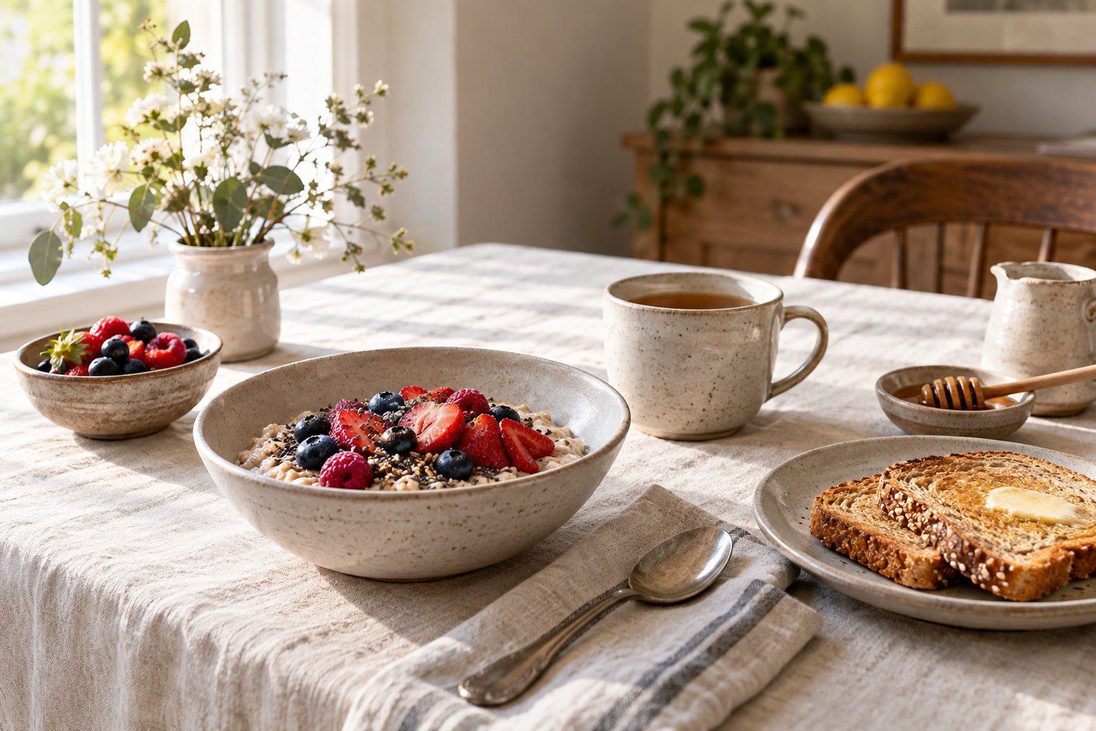 A breakfast worth sitting down for — AI-generated editorial illustration
